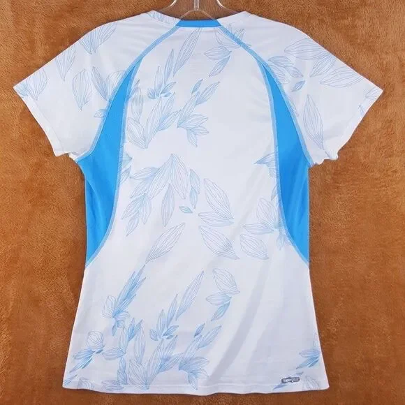 THE NORTH FACE Top Womens Medium Blue White Pullover VNeck Gym Vapor Wick - Picture 4 of 10